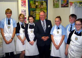 Finalists of the Rotary club of Market Bosworth Young chef Competition:   Harry Lawson, Lucy Ibbetson, Chantal Cook, President-elect John Whitehead, Imogen Banton, Kieran Madden, Louise Morgan